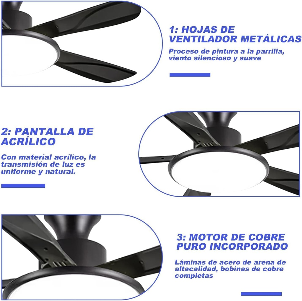 Ventilador De Techo FHM025 42 Pulgadas Control 6 Velocidades