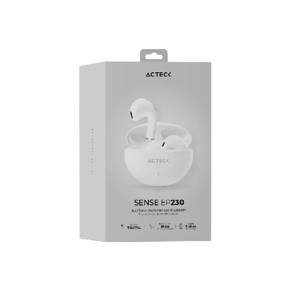 Audífonos Acteck SENSE EP230 Inalámbrico Bluetooth Intraaural Biauricular 30 mAh Blanco AC-935111