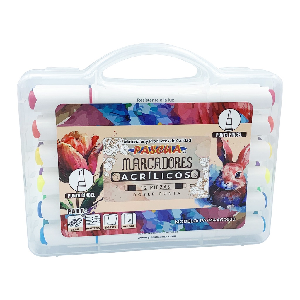 Empaque C/12 Marcador Acrilico Pascua Doble Punta Cincel Y Pincel (E.96)