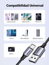Cable Usb-A A Usb-C Ugreen 60126 1 Metro Transferencia De Datos Negro