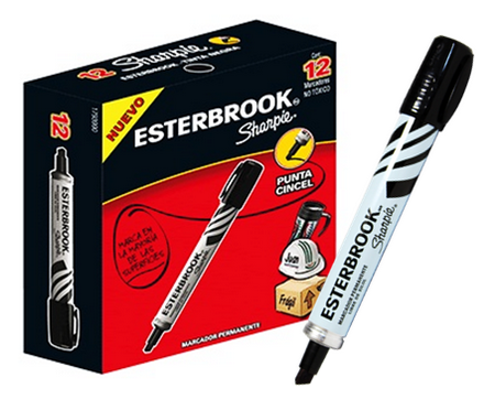 Caja C/12 Marcador Permanente Negro Esterbrook Sharpie