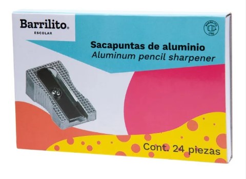 Paquete C/24 Sacapuntas Metálico Barrilito Sencillo SPT07 SACMETBARR