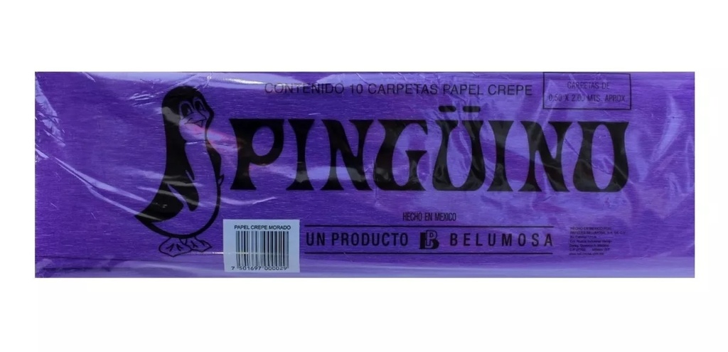 Paquete C/10 Papel Crepe Pinguino Morado