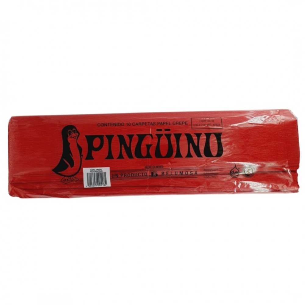 [PAQ10-CREPEROJONAV] Paquete C/10 Papel Crepe Pinguino Rojo Navidad