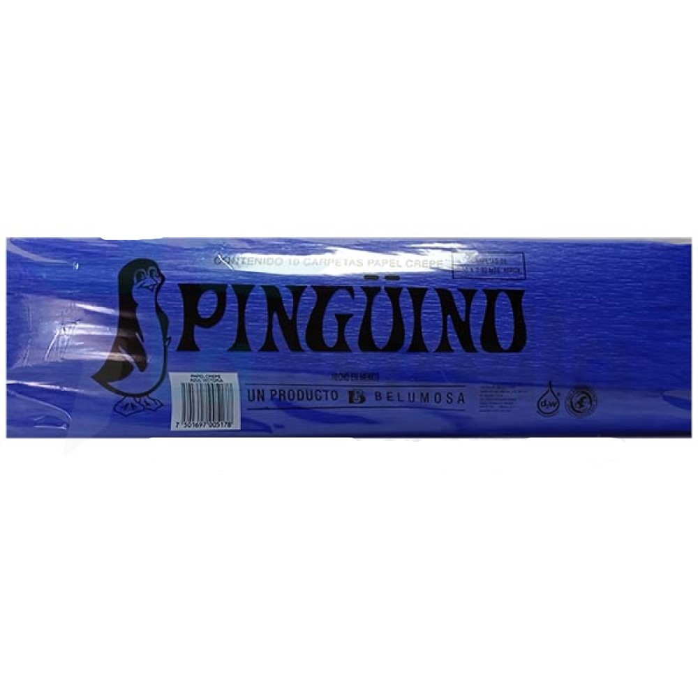 Paquete C/10 Papel Crepe Pinguino Azul Victoria