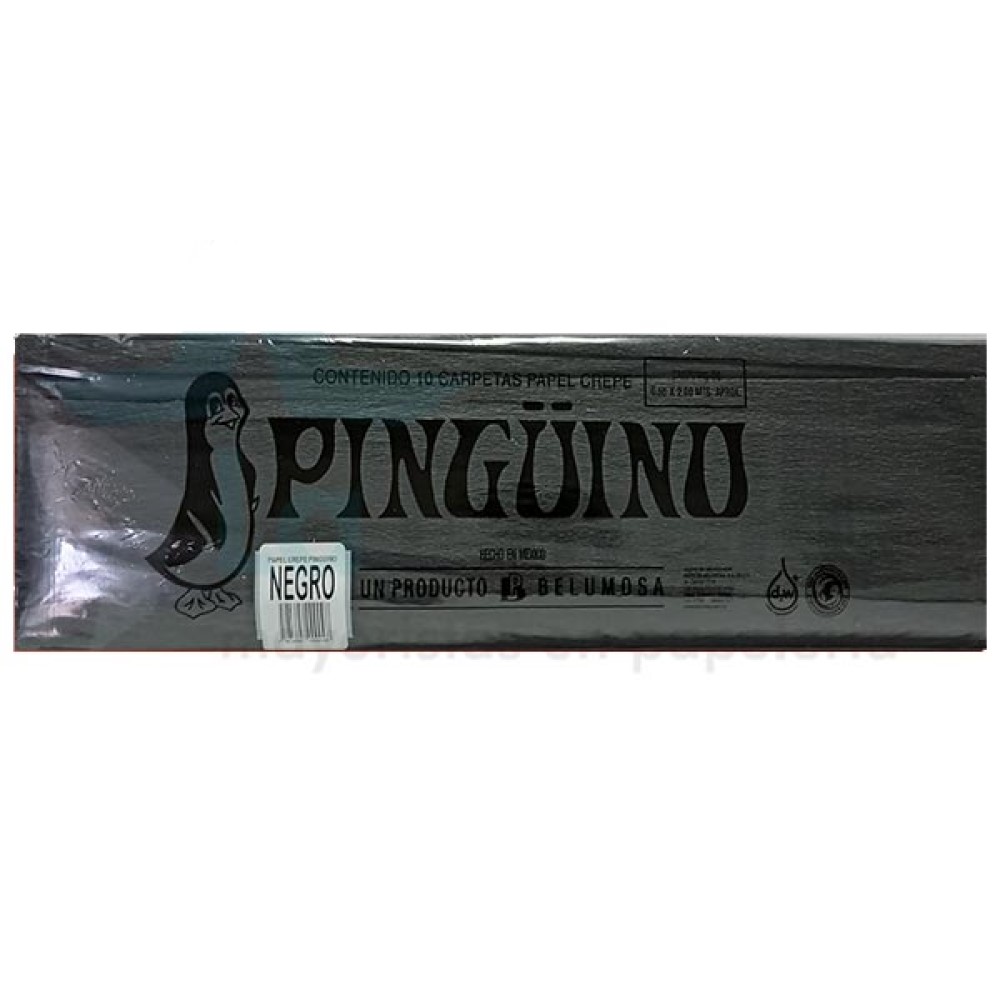 Paquete C/10 Papel Crepe Pinguino Negro