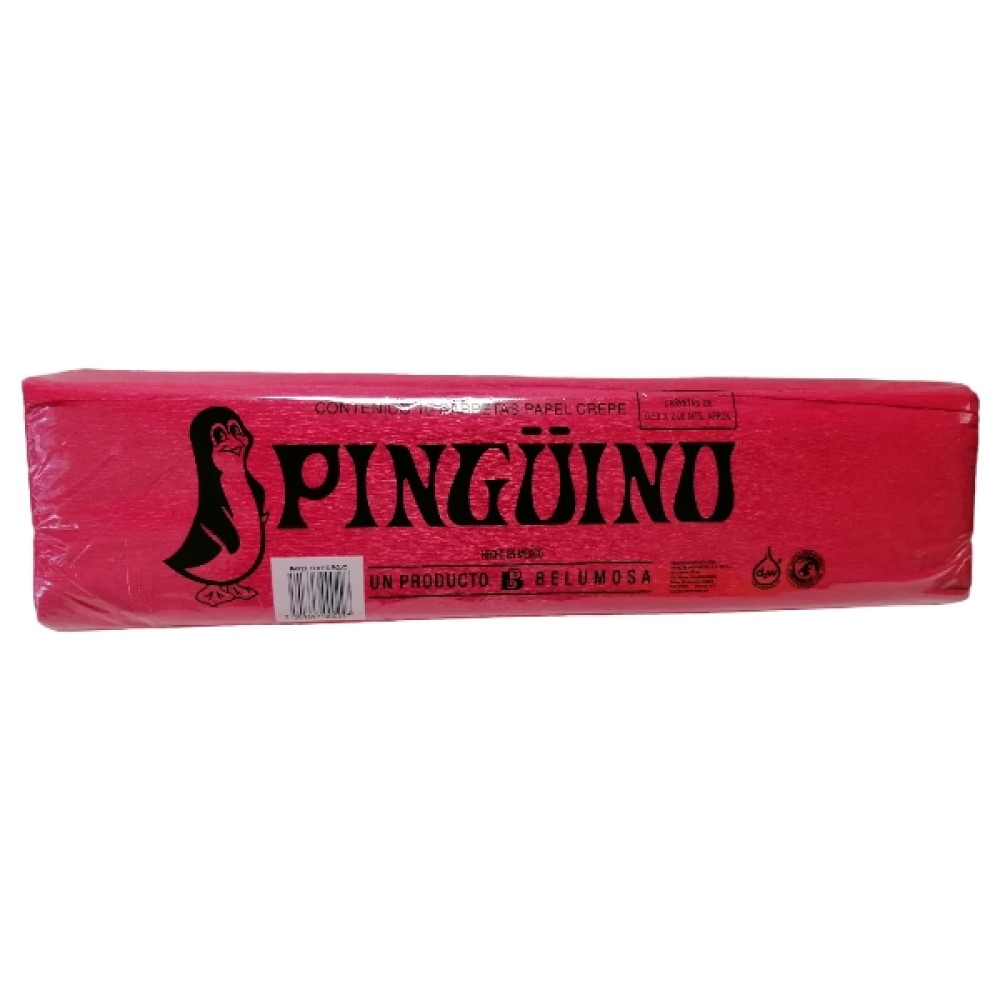 Paquete C/10 Papel Crepe Pinguino Rojo