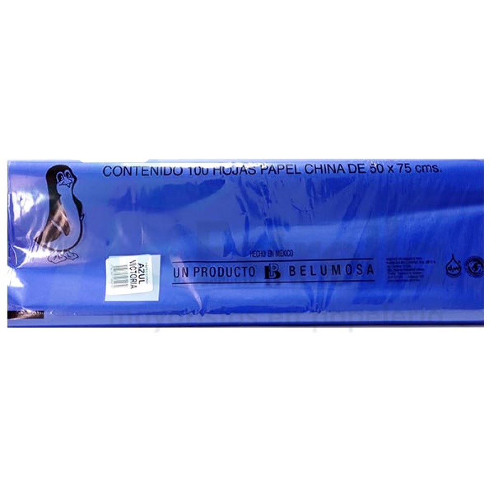 [PAQ100-CHAZVIC] Paquete C/100 Papel De China Pinguino Azul Victoria 50X75cm