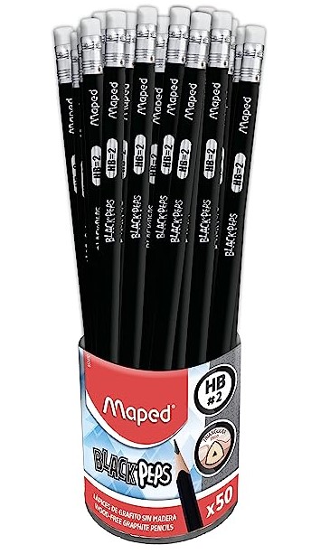 Paquete C/50 Lapiz Grafito Maped Black Peps #2 Triangular