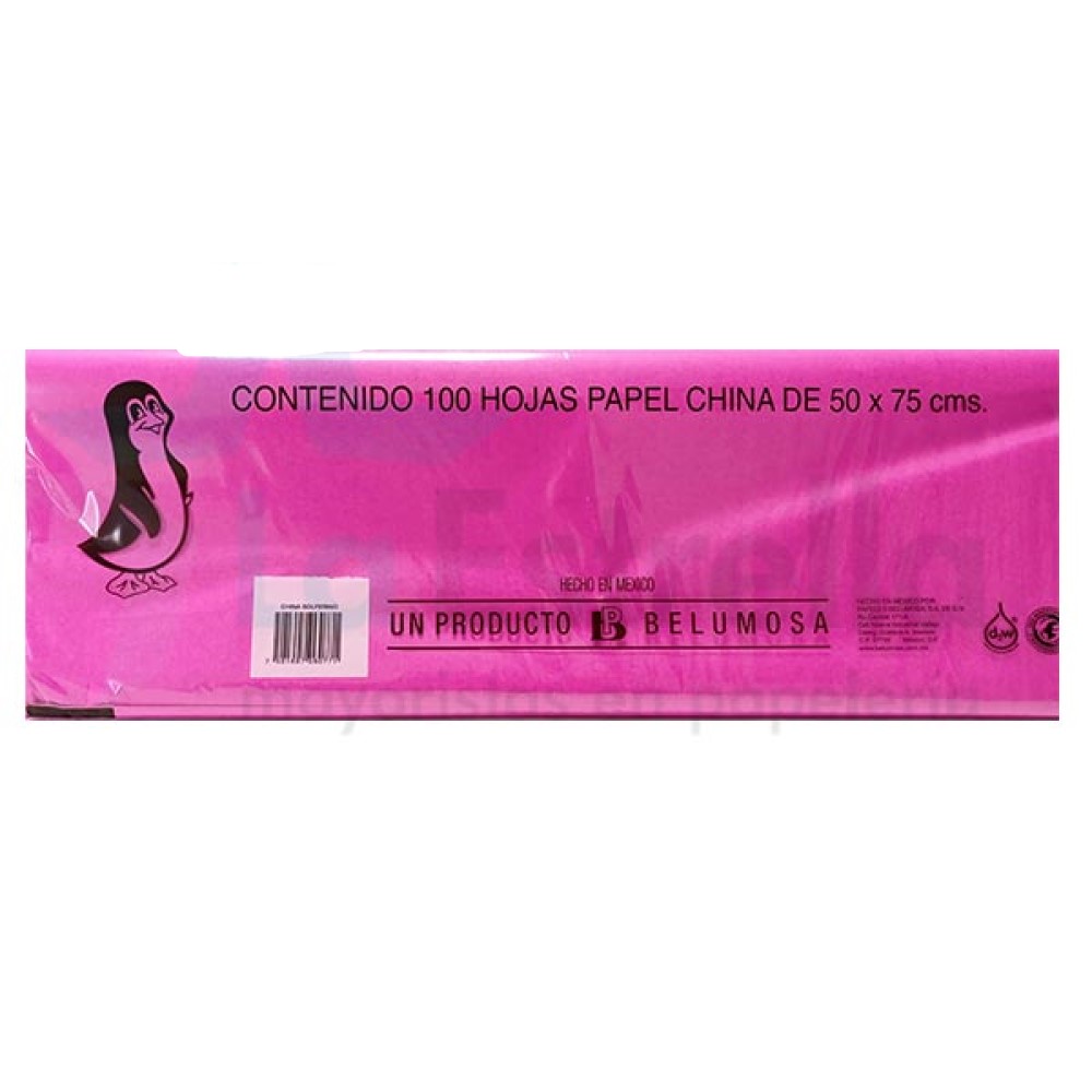 Paquete C/100 Papel De China Pinguino Rosa Mexicano 50X7cm