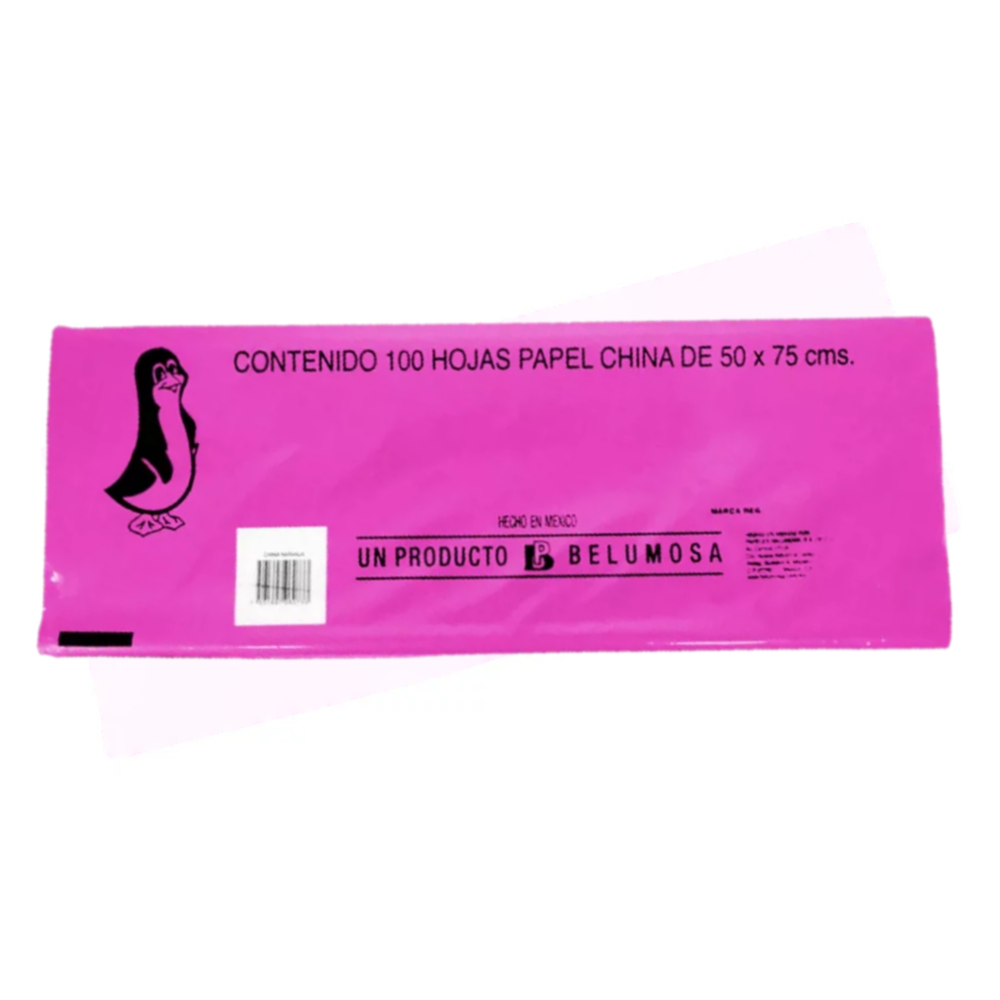 [PAQ100-CHBUGA] Paquete C/100 Papel De China Pingüino Bugambilia 50X75cm