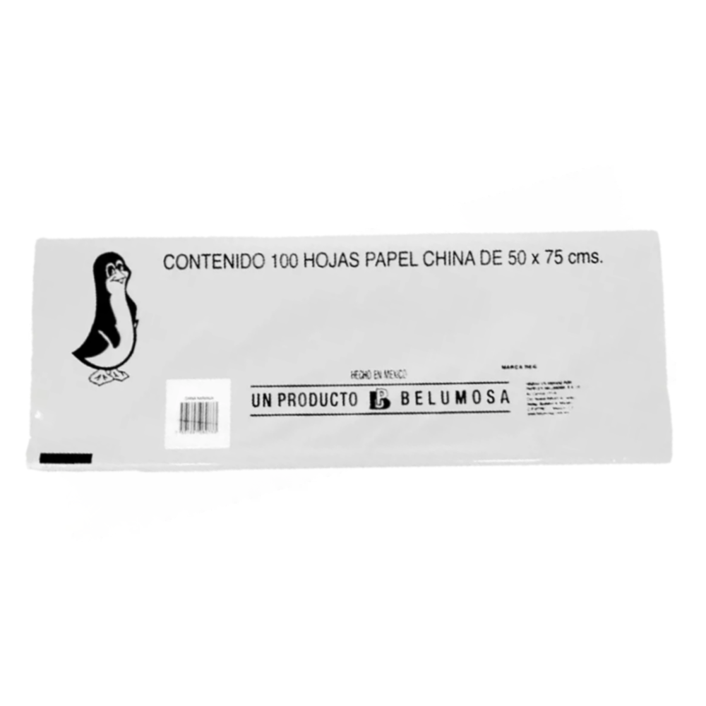 Paquete C/100 Papel De China Pinguino Blanco 50X75cm