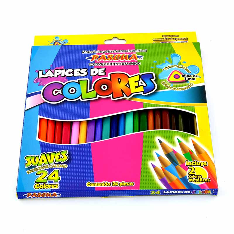 [LAM-COL24] Colores C/24 Largos Triangular Pascua  (C.72)