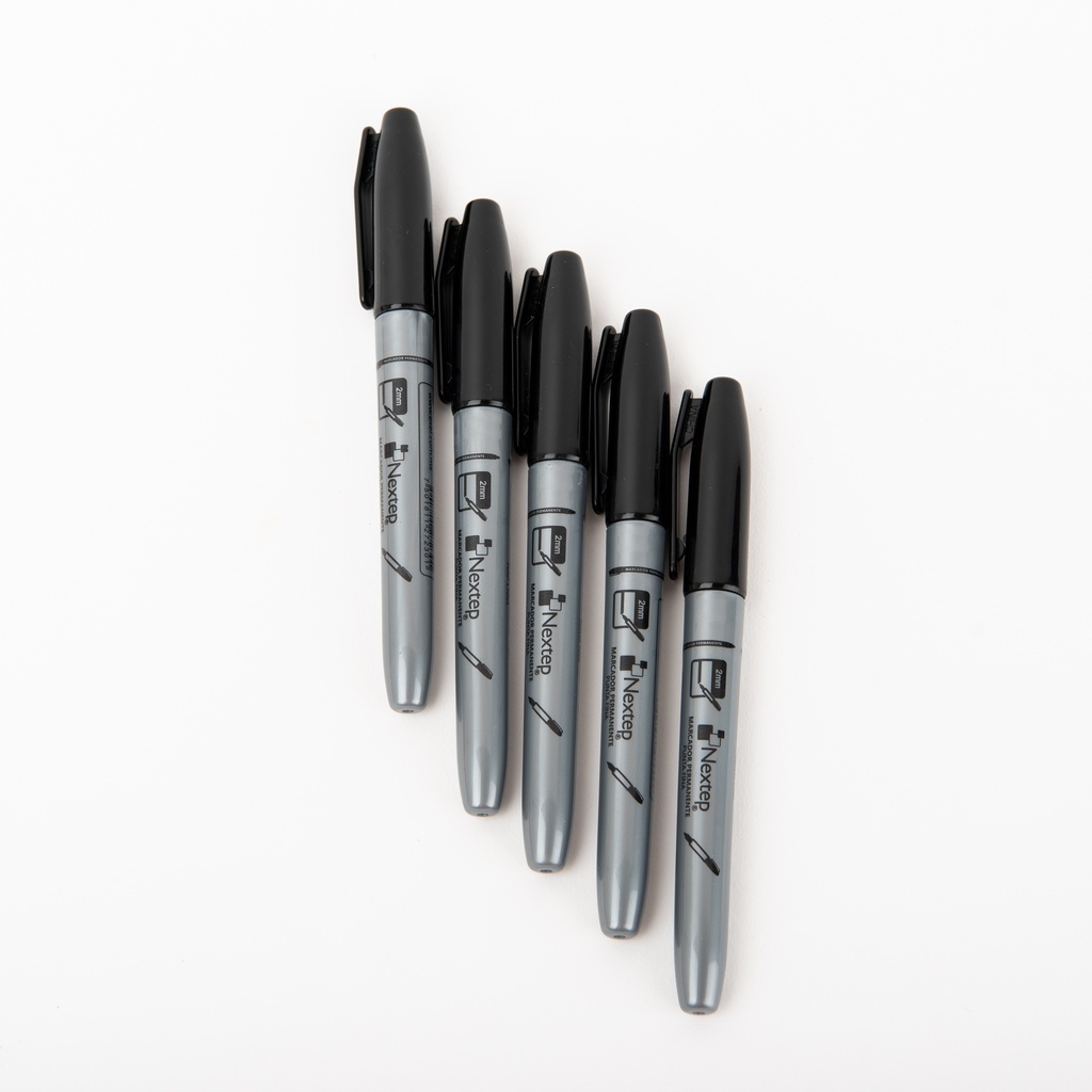 Paquete C/12 Marcador Permanente Punto Fino 2mm Negro NE-070 Nextep