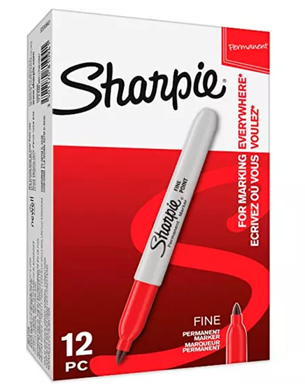 Paquete C/12 Marcador Permanente Sharpie Punto Fino Rojo