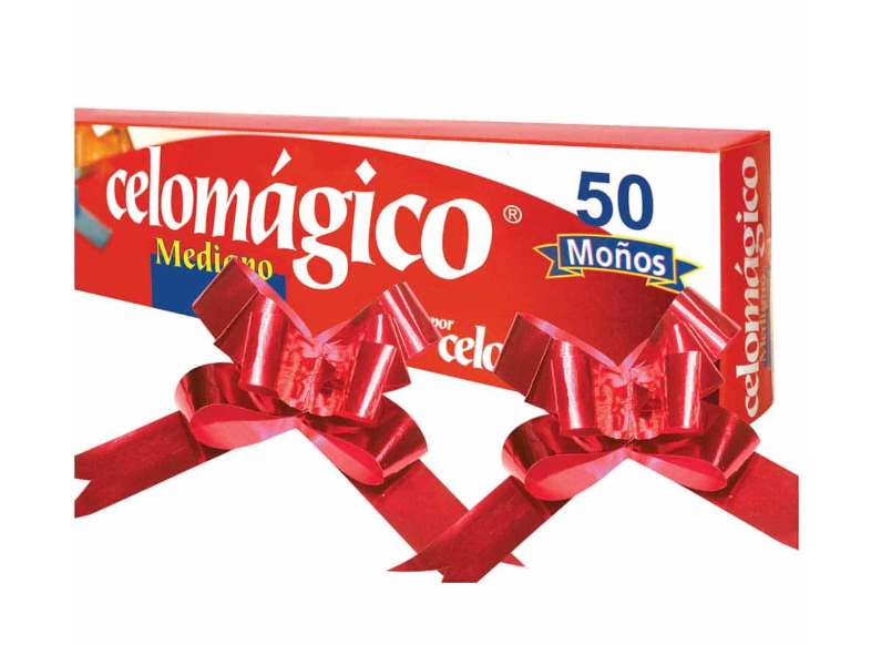 Paquete C/50 Moño Celomágico Metálico Mediano Rojo