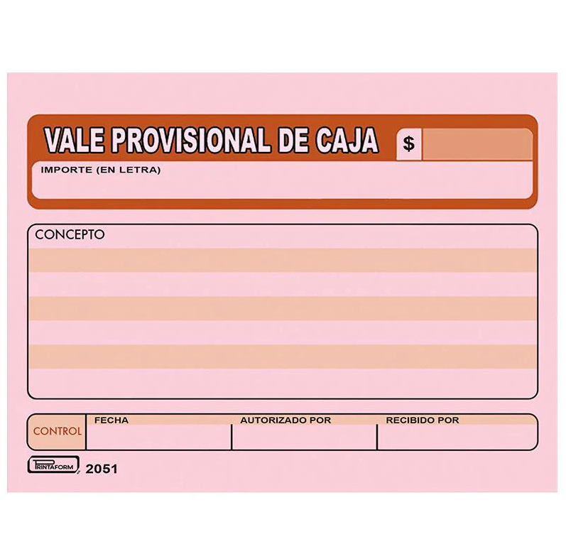 Paquete C/6 Block Printaform C/50 Vale Provisional
