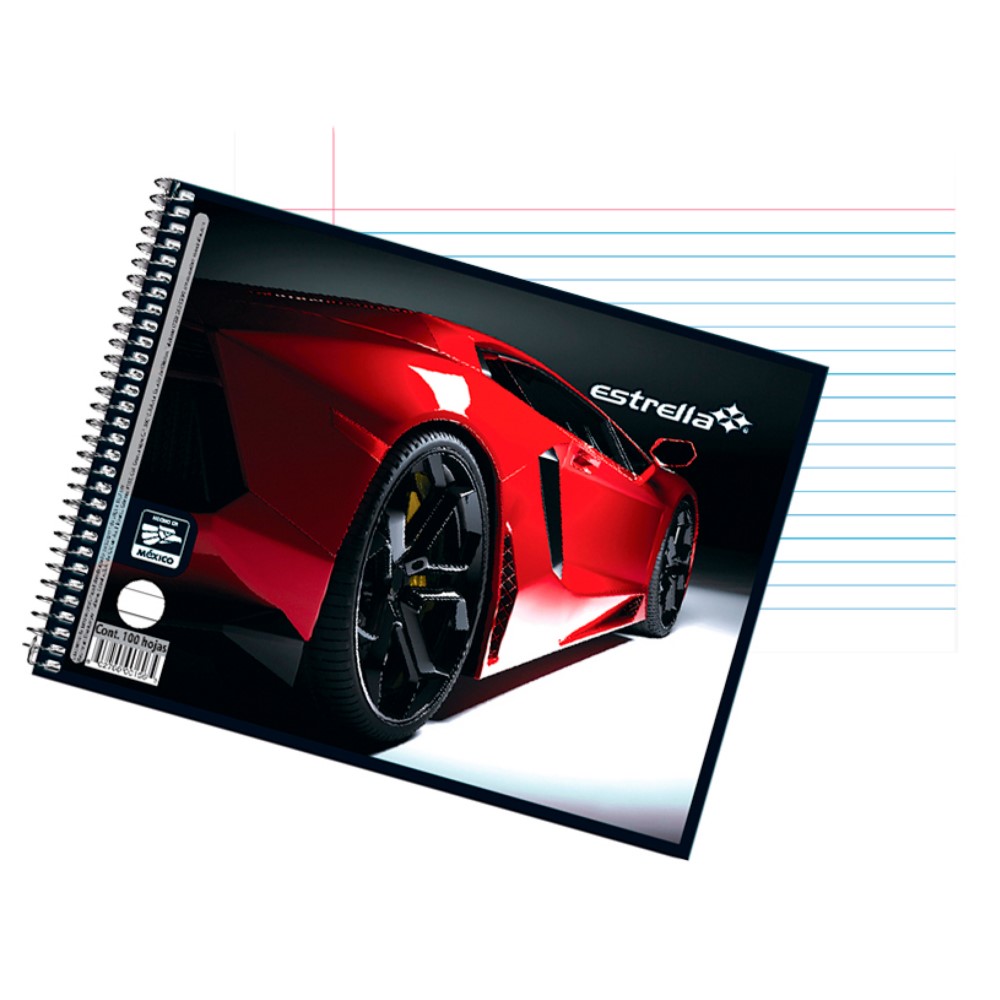 Paquete C/6 Cuaderno Espiral Forma Italiana Estrella Raya 100 Hojas