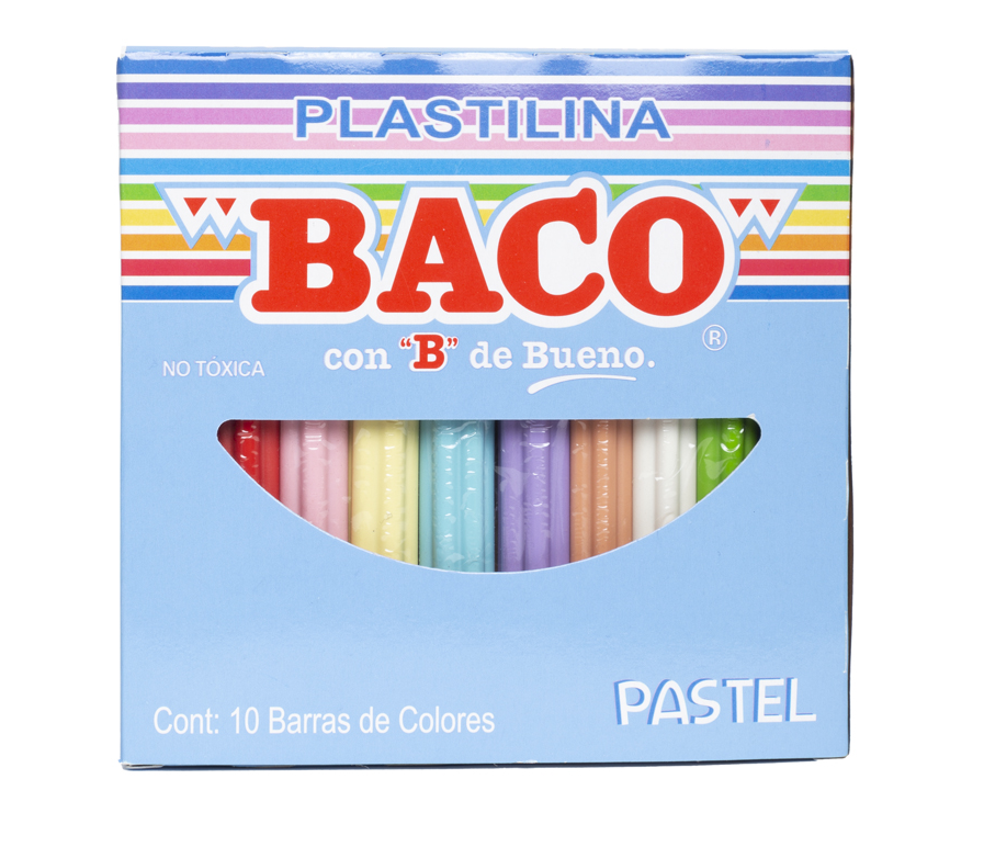 Paquete C/6 Cajas Plastilina Baco C/10 Barritas Colores Pastel C/u