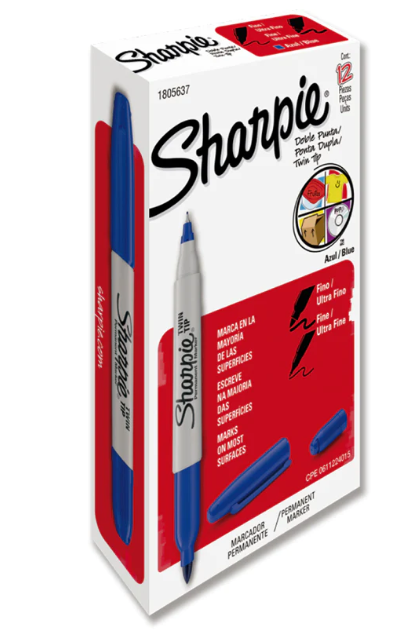 Marcador Permanente Sharpie Twin Azul 2 Pntas (copia)
