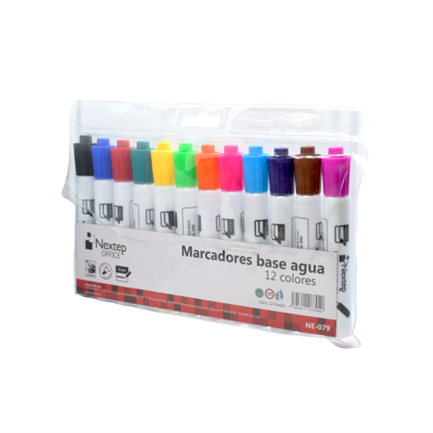 Marcador Base Agua Estuche C/12 Colores Nextep (C.48)