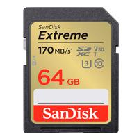 Tarjeta SD 64GB SANDISK Extreme 170MB/S 4K clase 10 U3 V30 SDSDXV2-064G-GNCIN