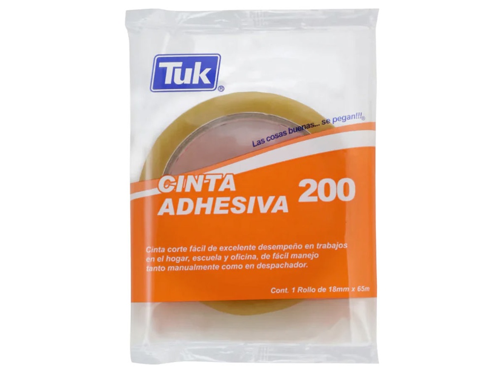 Paquete C/4 Cinta Adhesiva Tuk 200 Transparente 18mm x 65m