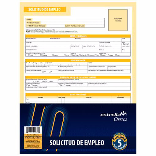 Paquete C/3 Solicitud De Empleo Estrella Block C/40 Hojas