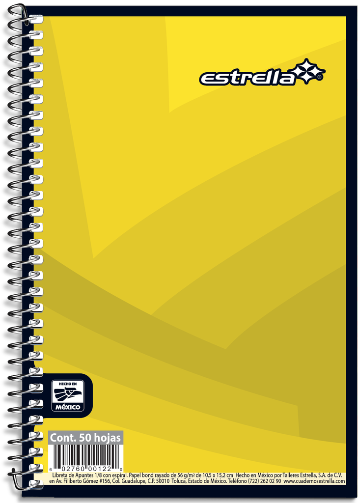 Paquete C/10 Libreta 1/8 Estrella Espiral Raya 50 Hojas