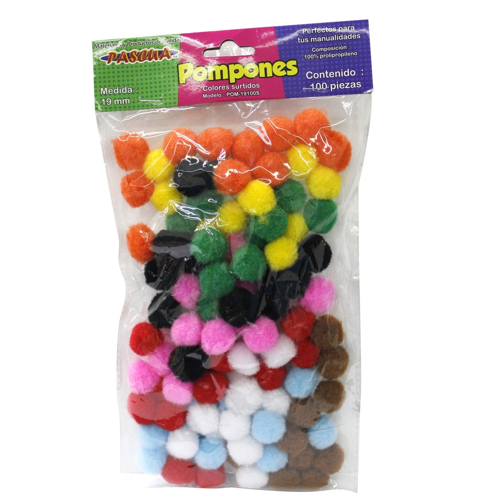 Paquete C/12 Pompones Pascua 19mm C/u 100 pz