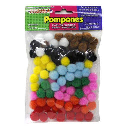 Paquete C/10 Bolsas Pompones Pascua 13MM C/U 100