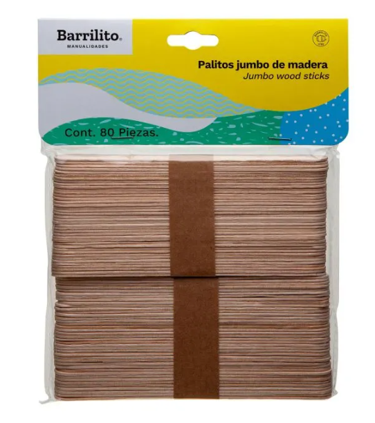 Paquete C/160 Palitos Madera Barrilito Natural Bolsa