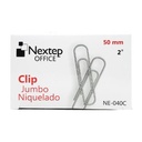 Paquete C/5 Clip Jumbo Nextep Niquelado 50mm 100 Piezas