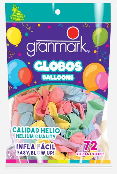 [8856/1] Bolsa De Globo Granmark C/72 # 7 Colores Pastel