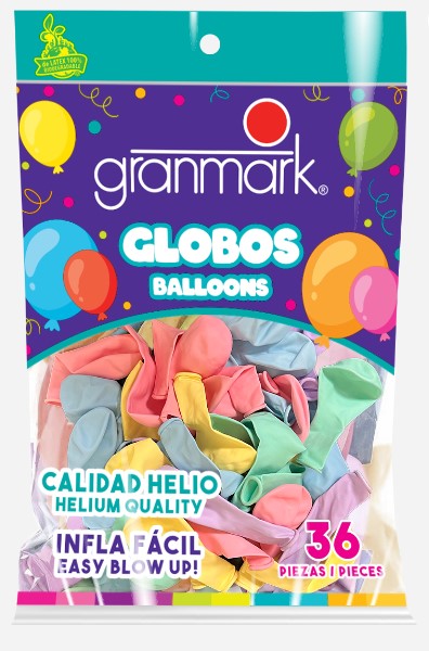 Bolsa De Globo Granmark C/36 # 9 Colores Pastel