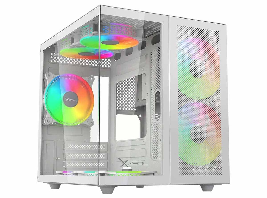 Gabinete Xzeal XZGAMC1W Cubo M-ATX Blanco 3 Ven RGB