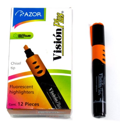 Paquete C/12 Marcatextos Azor Vision Plus Naranja 2600