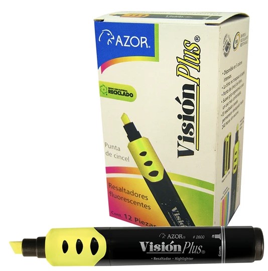 Paquete C/12 Marcatextos Azor Visión Plus Amarillo 2600