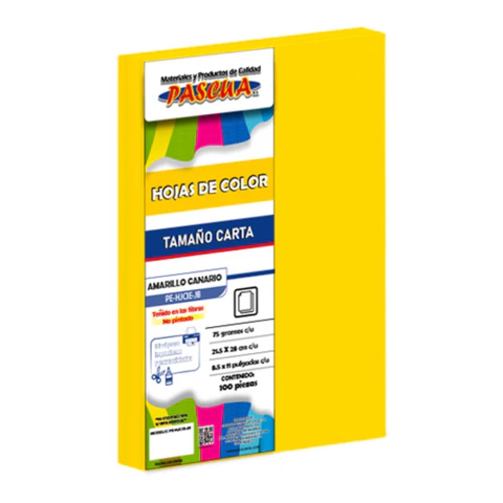 [PE-HJCIE-JB] Paquete C/100 Hoja de Color Carta Pascua Amarillo Canario