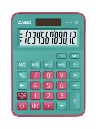 Calculadora Escritorio Casio 12 Digitos Mx-12b Verde/Rosa