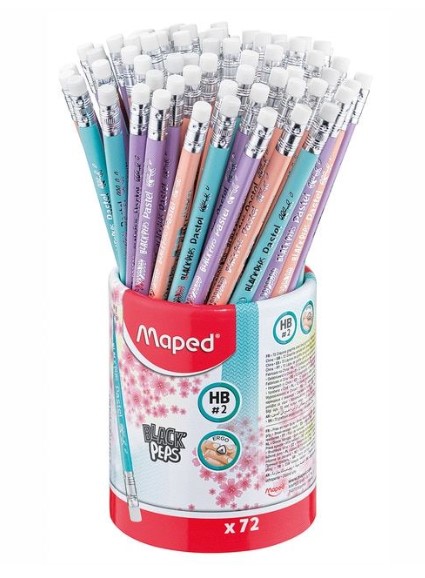 Paquete C/72 Lapiz Grafito Maped # 2 Triangular Colores Pastel