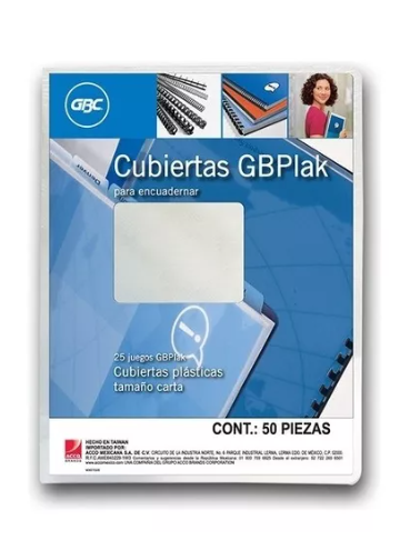 Paquete C/25 Juegos Cubierta Para Engargolar Carta Transparente Gbplak (C.10)