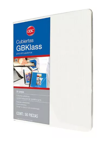 Paquete C/25 Juegos Cubierta Para Engargolar Carta Transparente Cristal GBPLAK (C.10)