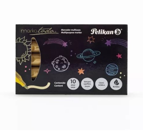Empaque C/10 Markatodo Pelikan Metalico Oro