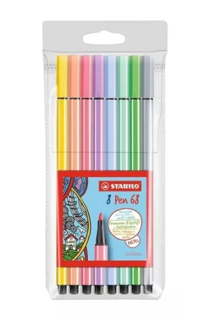 Estuche C/8 Plumines Stabilo Pen 68 Colores Pastel 68/8-01