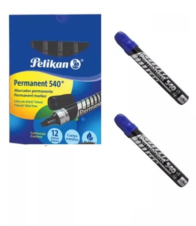[PAQ10-30260009] Caja C/10 Marcador Permanente Azul Pelikan 540 