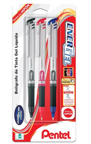 Paquete C/3 Boligrafo Pentel Roller Gel Liquido BL17BP3-M