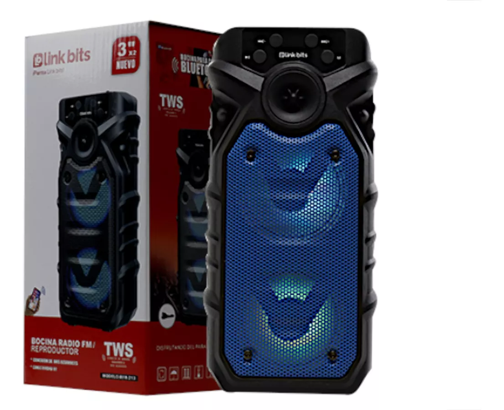 Bocina Doble 3 Pulgadas VB350T Bluetooth Radio FM Luces Led Multicolor Link Bits (C.50)