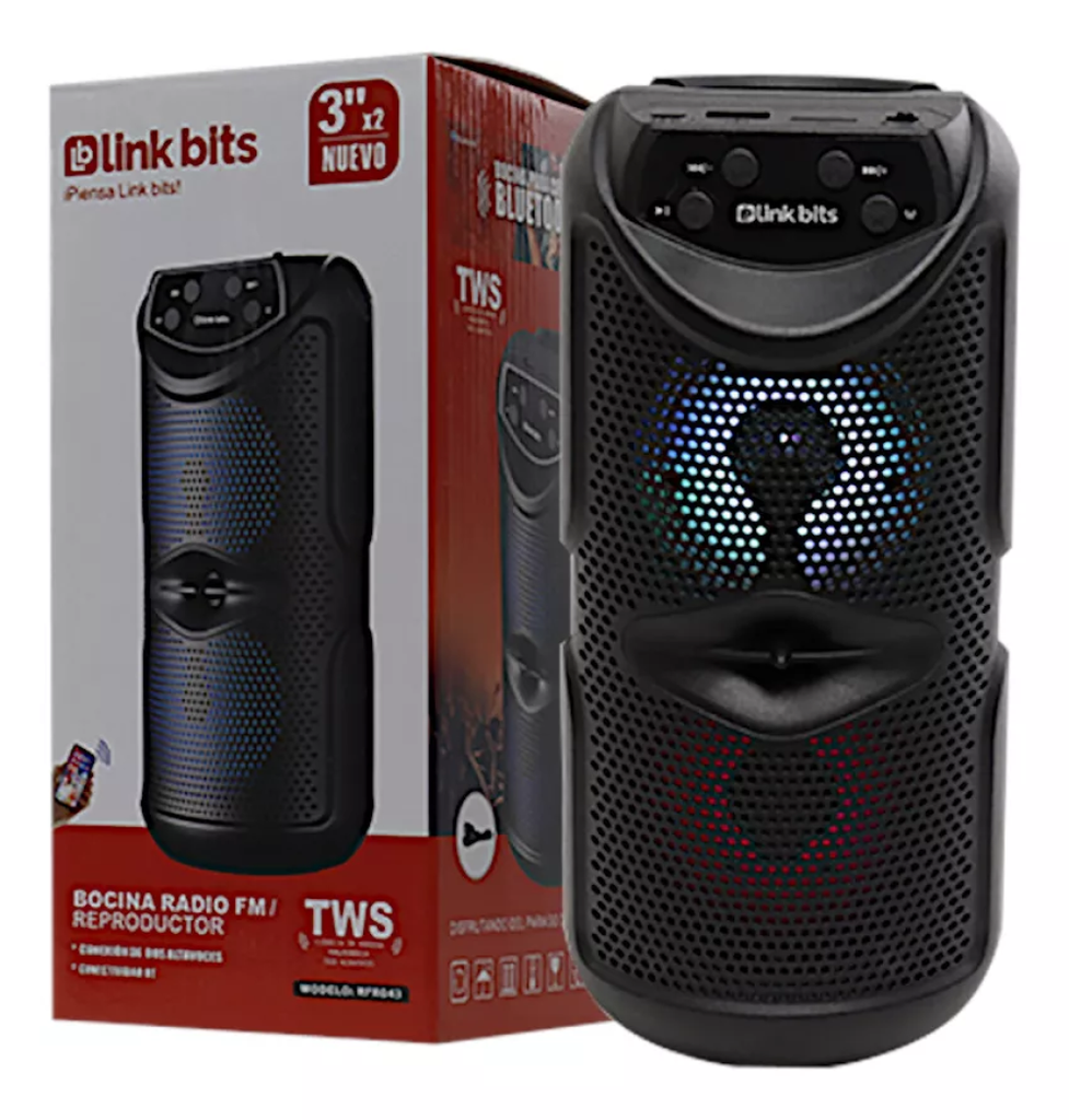 Bocina 3 X 2 Pulgadas VB347T Bluetooth Radio FM Luces Led Multicolor Link Bits (C.40)