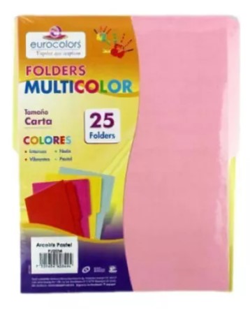 Paquete C/25 Carta Folder Multicolor Arcoiris Pastel PU0004 (C.20)